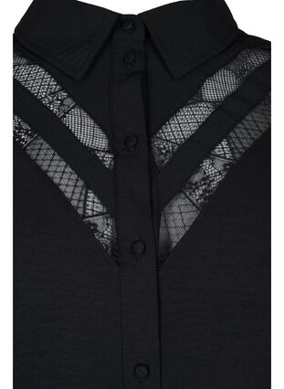 Long shirt with lace details, Black, Packshot image number 2