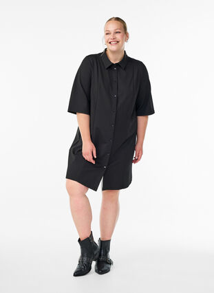 black 3 4 sleeve mini dress 3/4-SLEEVE SHORT DRESS | Black