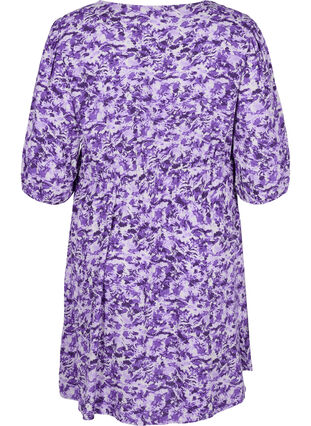 Dress with buttons and 3/4 sleeves, Purple AOP, Packshot image number 1