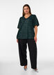 Sequin blouse with balloon sleeves, Green, Model image number 1