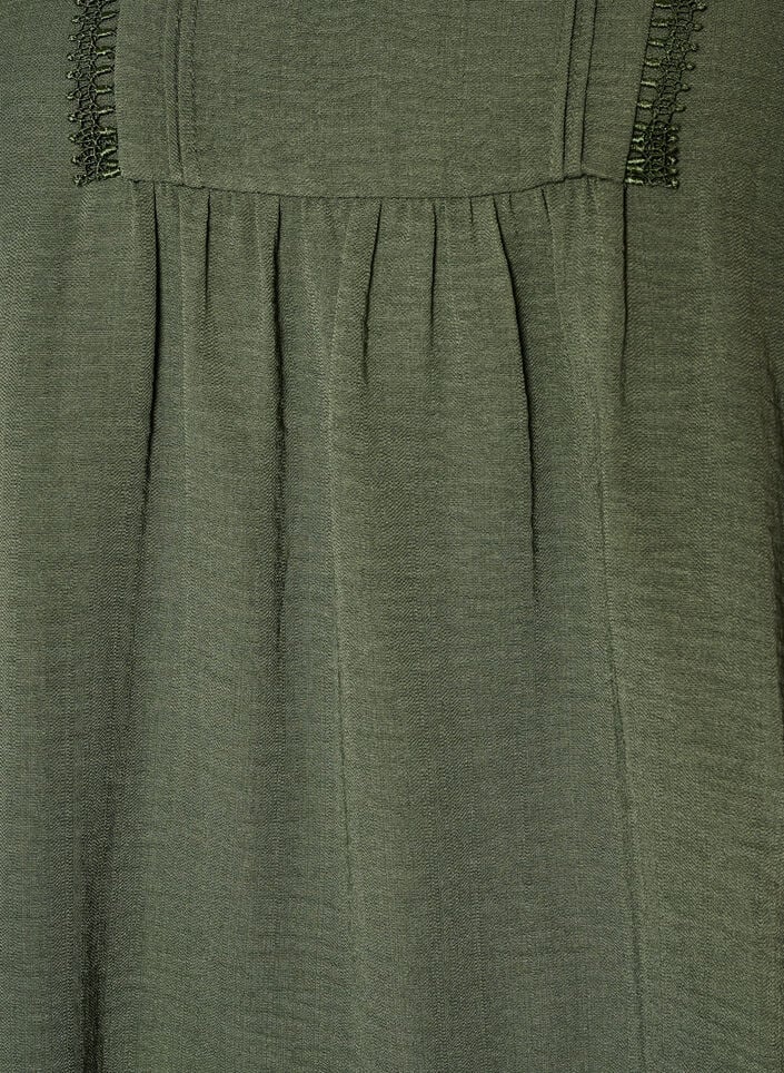 Blouse with V-neck and crochet trim, Green, Packshot image number 2