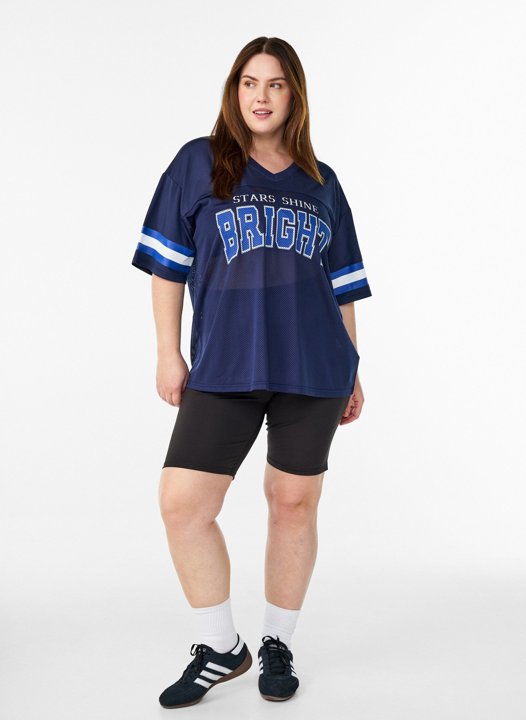 ZizzifashionWorkout t-shirt with a V-neck and front print, Blue, Model image number 1