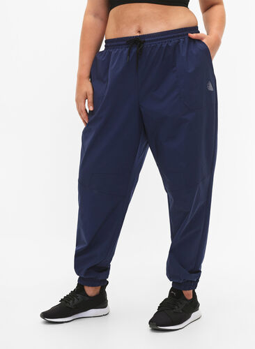 Training pants with elastic waistband and drawstring, M. Blue w. Black, Model image number 0