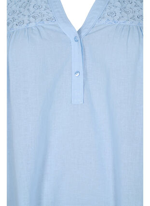 Cotton blouse with lace details, Chambray Blue, Packshot image number 2