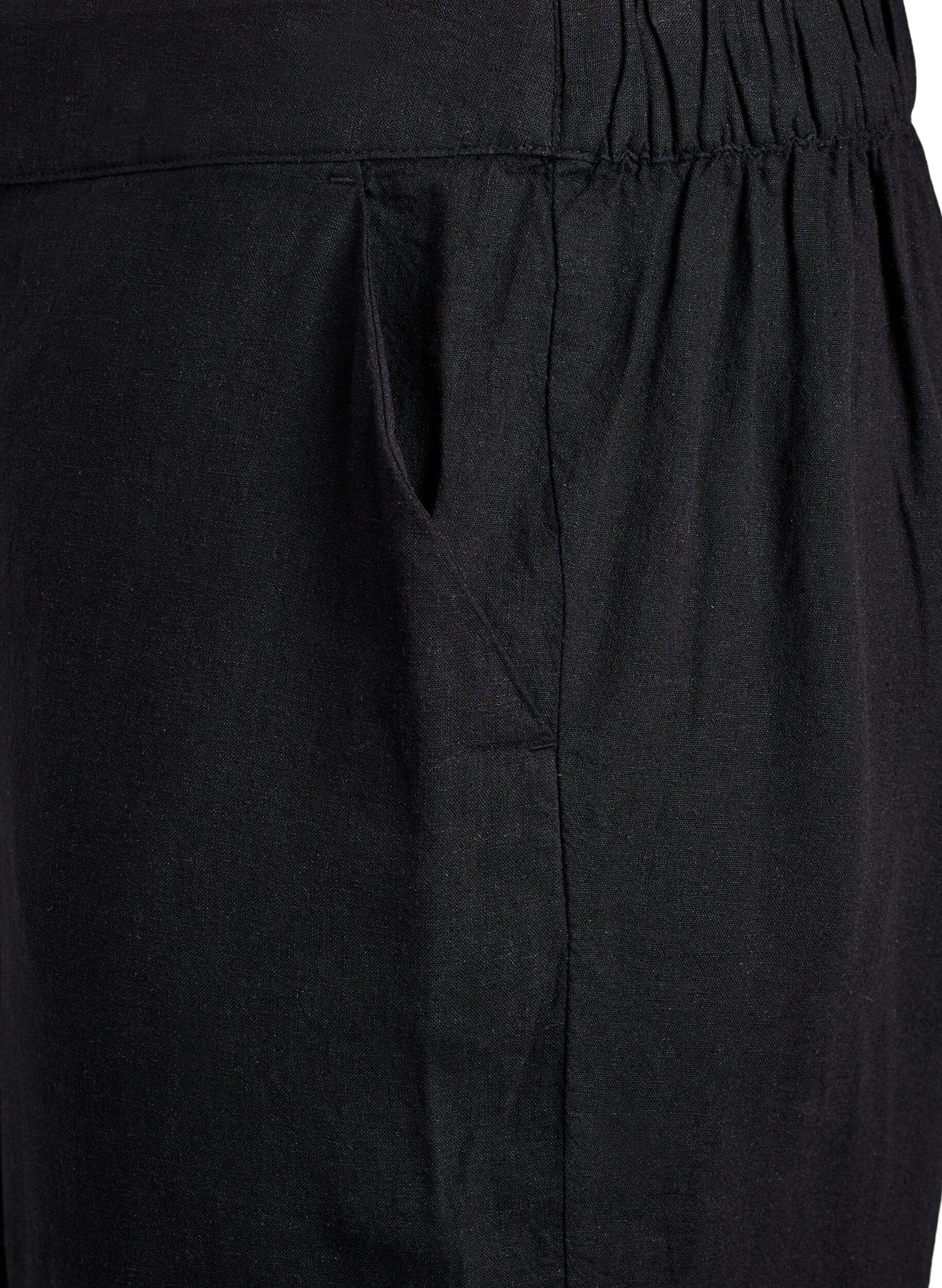 Zizzifashion Loose trousers in linen and viscose, Black, Packshot image number 2