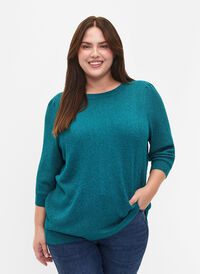 Pullover with 3/4 sleeves and glitter	, D. Lake w. DTM Lurex, Model