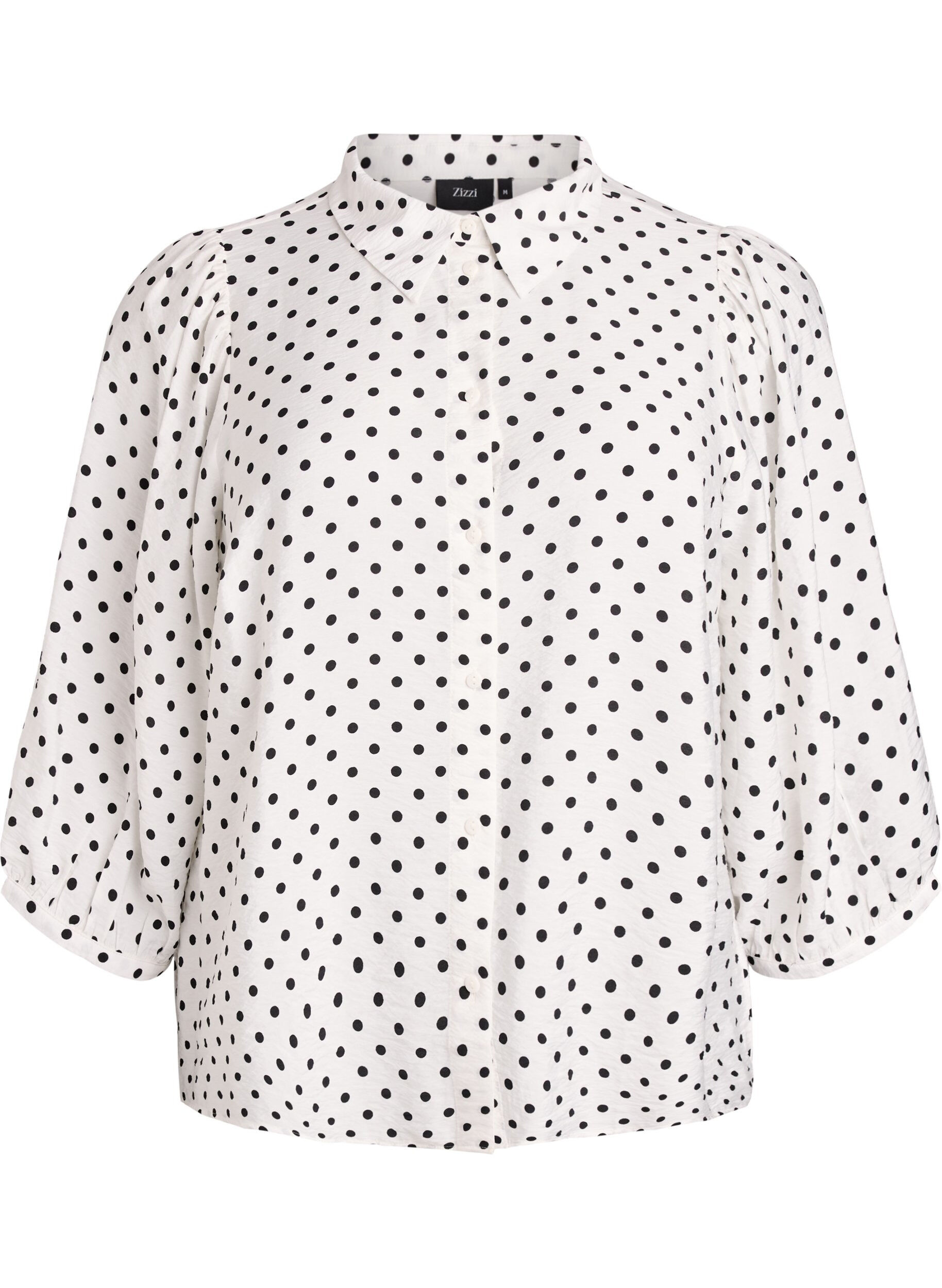 ZizzifashionShirt with dotted pattern and 3/4 sleeves, White, Packshot image number 0