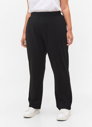 Loose trousers with elasticated waist, Black, Model image number 2