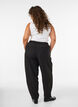 High-waisted barrel fit trousers, Black, Model image number 2