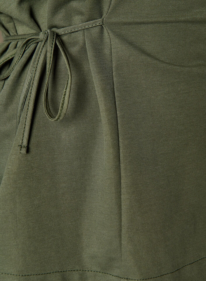 Blouse in a cotton blend with a V-neck and tie-string, Green, Packshot image number 2
