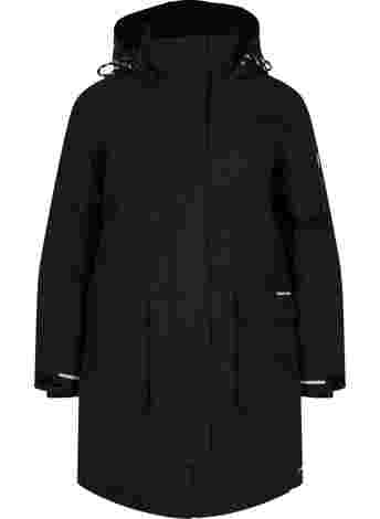 Winter jacket with removable hood and pockets