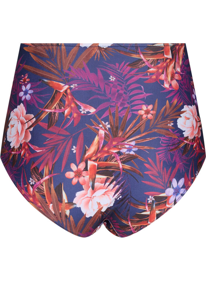 High-waisted floral bikini bottoms, Purple, Packshot image number 1