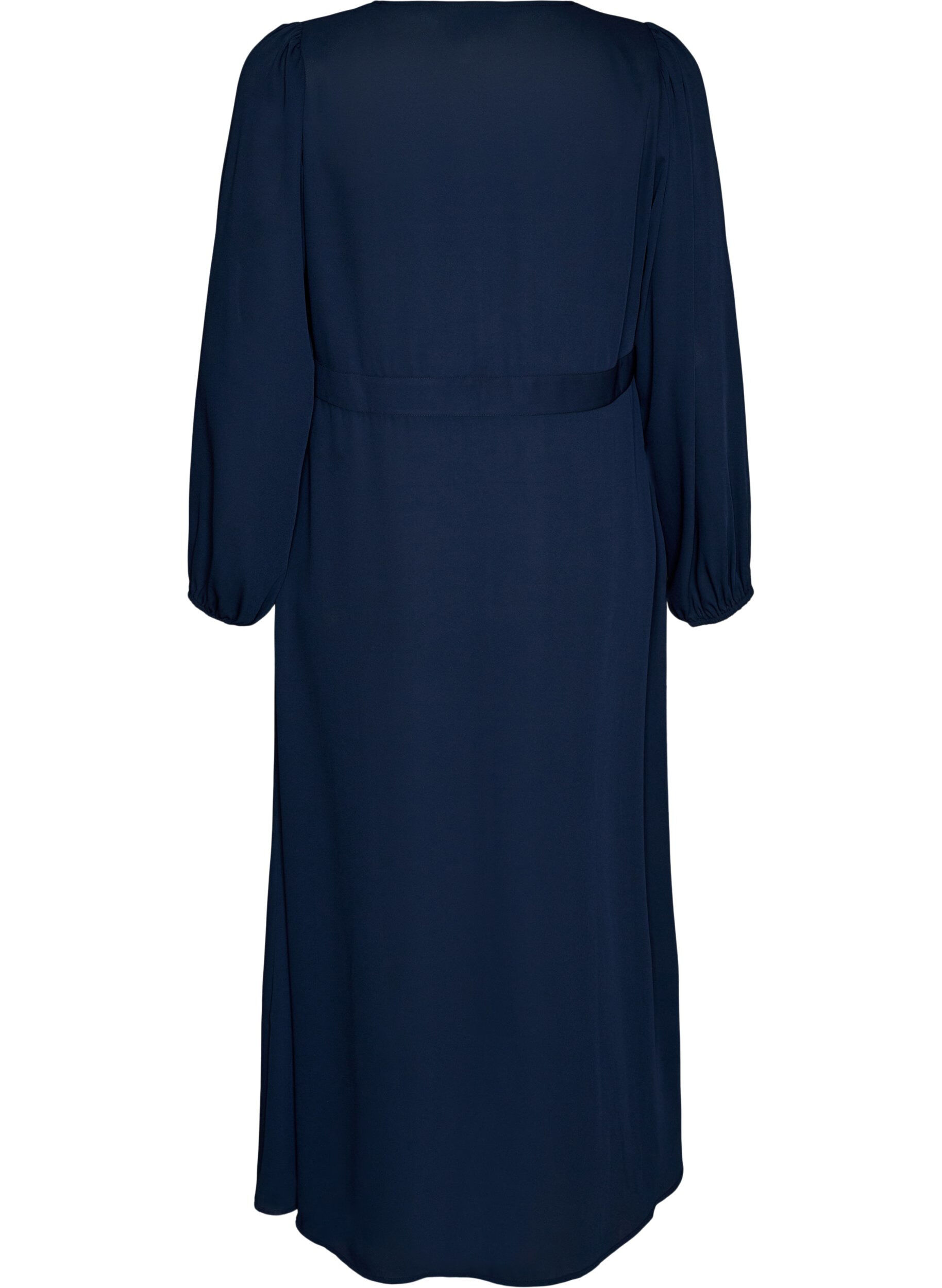 Zizzifashion Maxi dress with a wrap-over neckline and long sleeves, Blue, Packshot image number 1