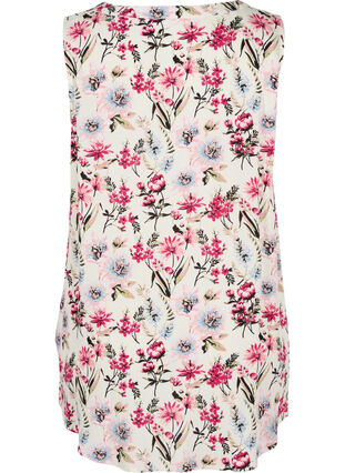 Floral viscose top with buttons, Bright White AOP, Packshot image number 1