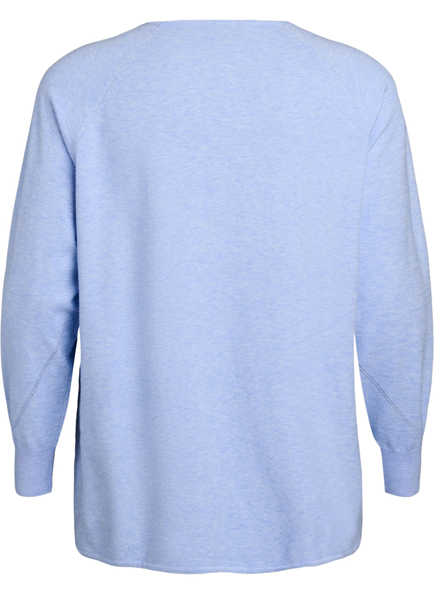 Zizzifashion Knitted blouse with round neck and knitted pattern, Light Blue, Packshot image number 1