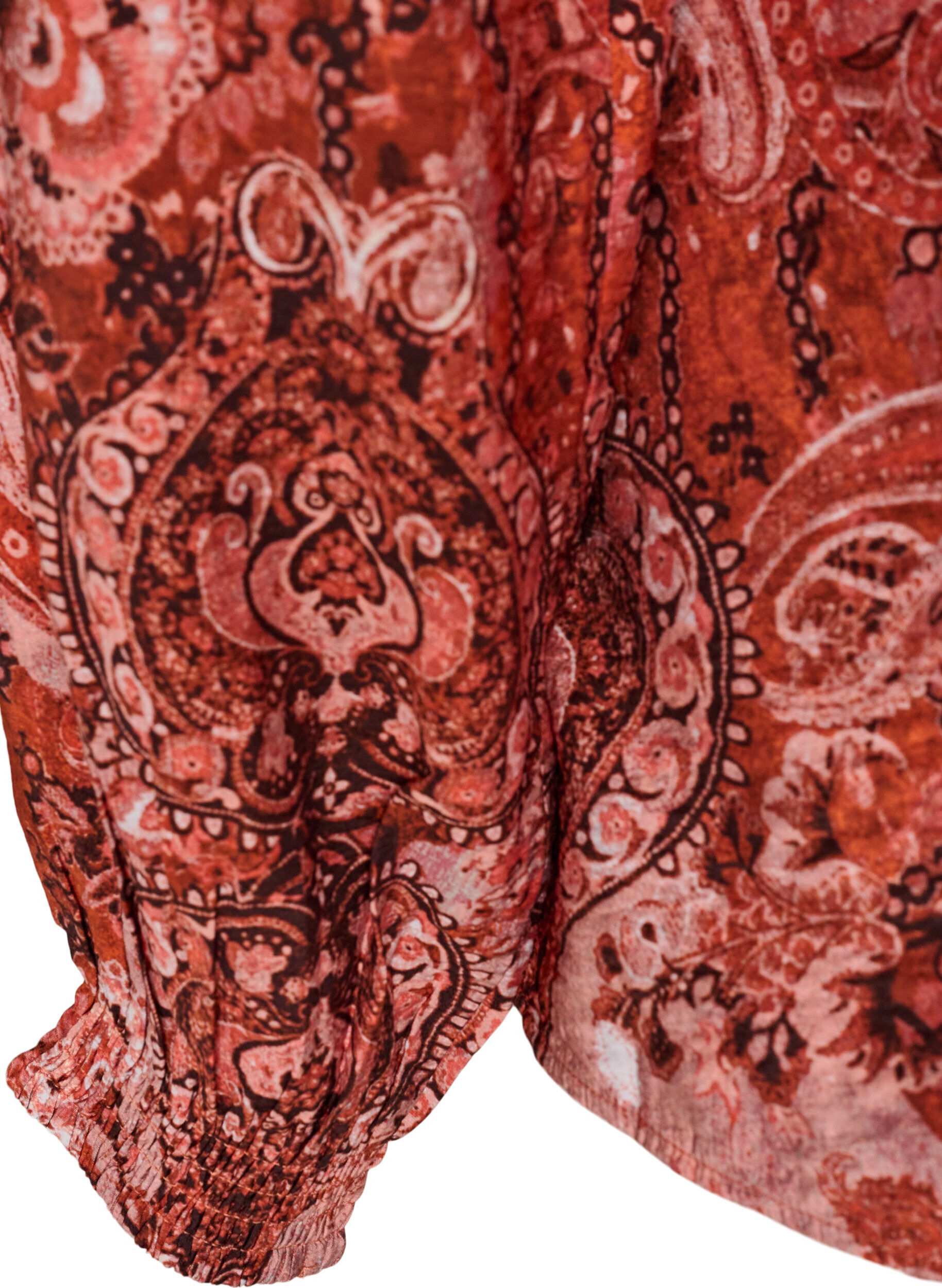 ZizzifashionViscose blouse with paisley print and ruffles, Orange, Packshot image number 3