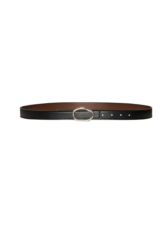 Reversible belt with interchangeable buckles, Black, Packshot image number 0