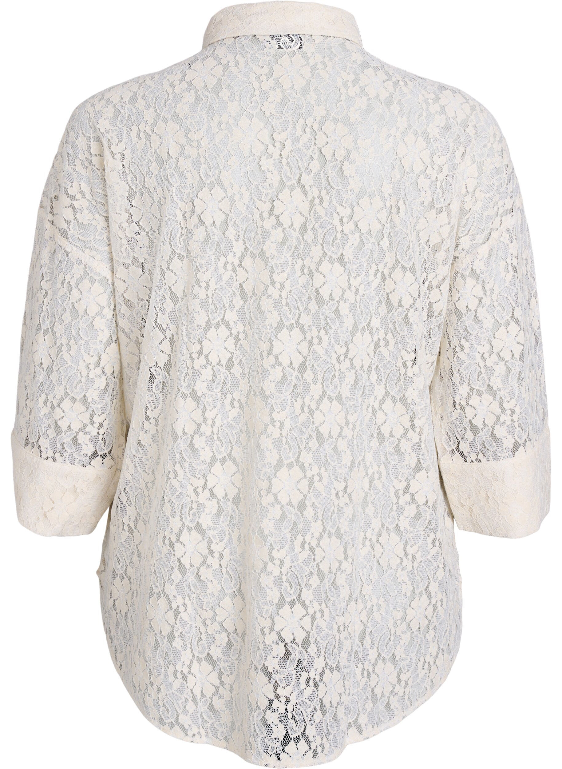 Zizzifashion Lace shirt with 3/4 sleeves, Vanilla, Packshot image number 1