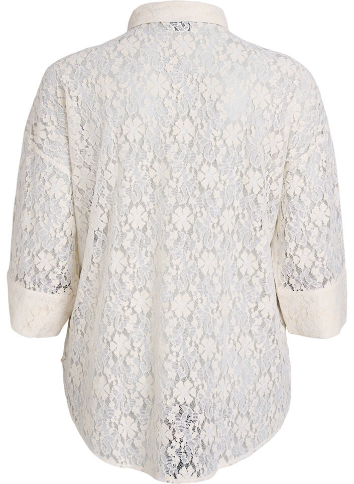 Lace shirt with 3/4 sleeves, Vanilla, Packshot image number 1