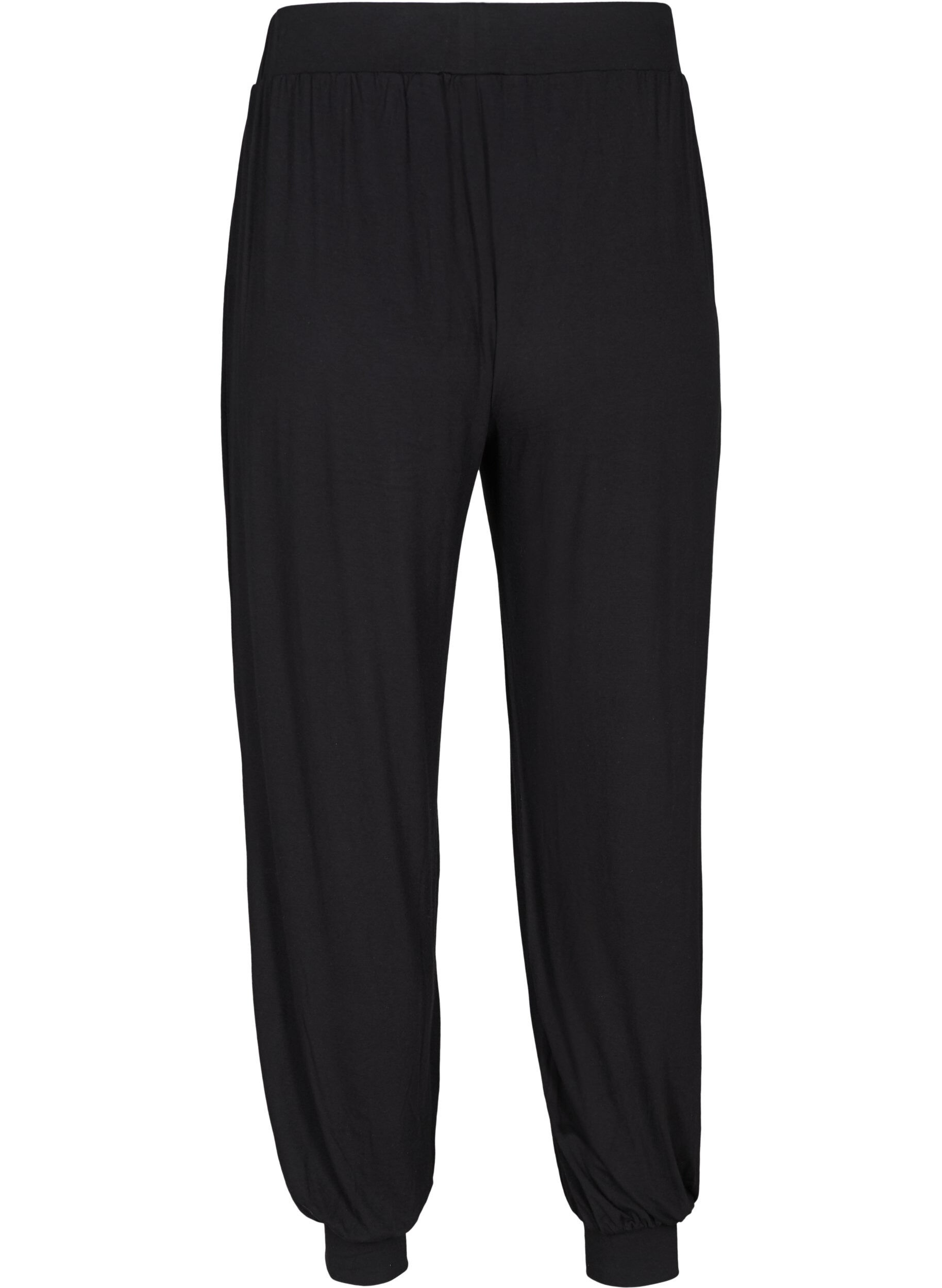 Zizzifashion Loose viscose trousers with pockets, Black, Packshot image number 1
