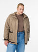 Short quilted jacket with contrast details, Beige, Model image number 0