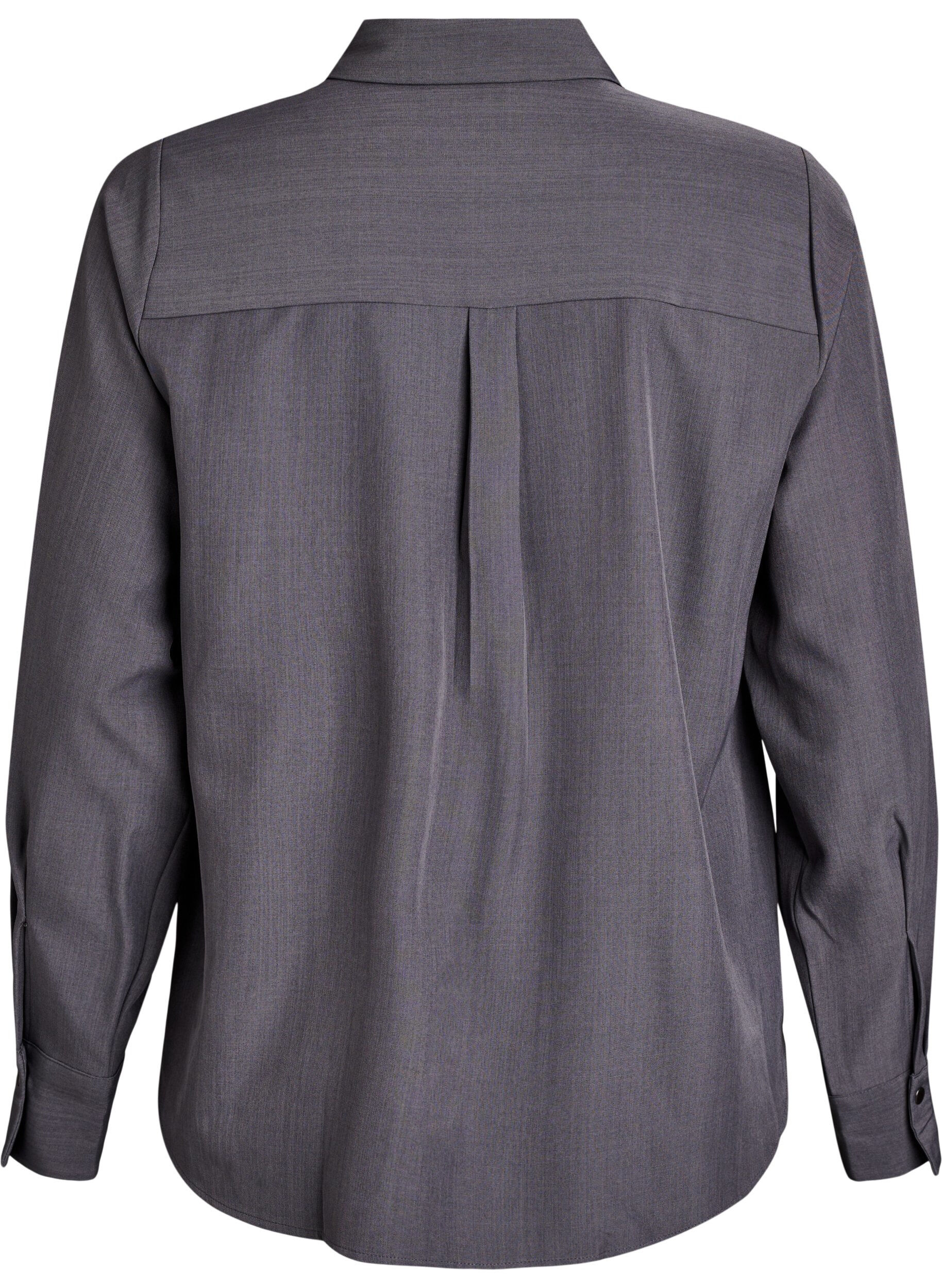 Zizzifashion Shirt with collar and press buttons, Grey, Packshot image number 1