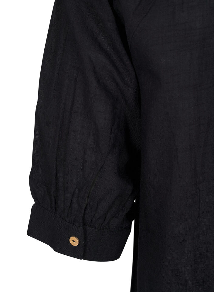 Cotton tunic with a V-neck, Black, Packshot image number 3