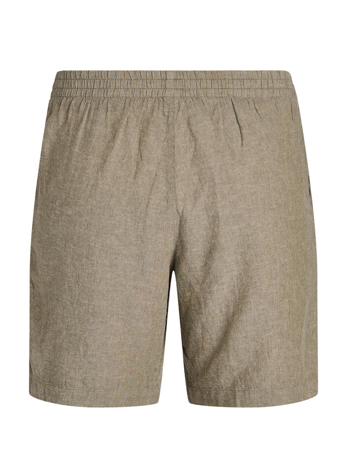High-waisted linen and viscose shorts, Green, Packshot image number 1