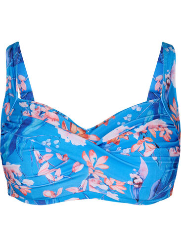 Printed bikini top, Bright Blue Print, Packshot image number 0