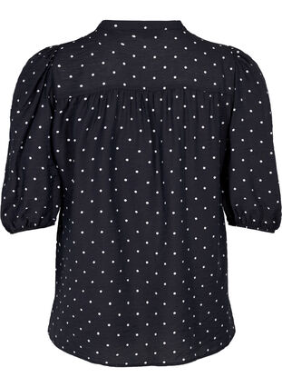 	 Dotted blouse with 3/4 sleeves in viscose material, Black Dot, Packshot image number 1