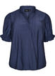 Blouse in a crinkled viscose blend with a V-neck, Blue, Packshot image number 0