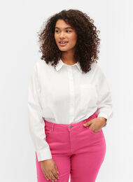 Shirt in cotton blend, Bright White, Model