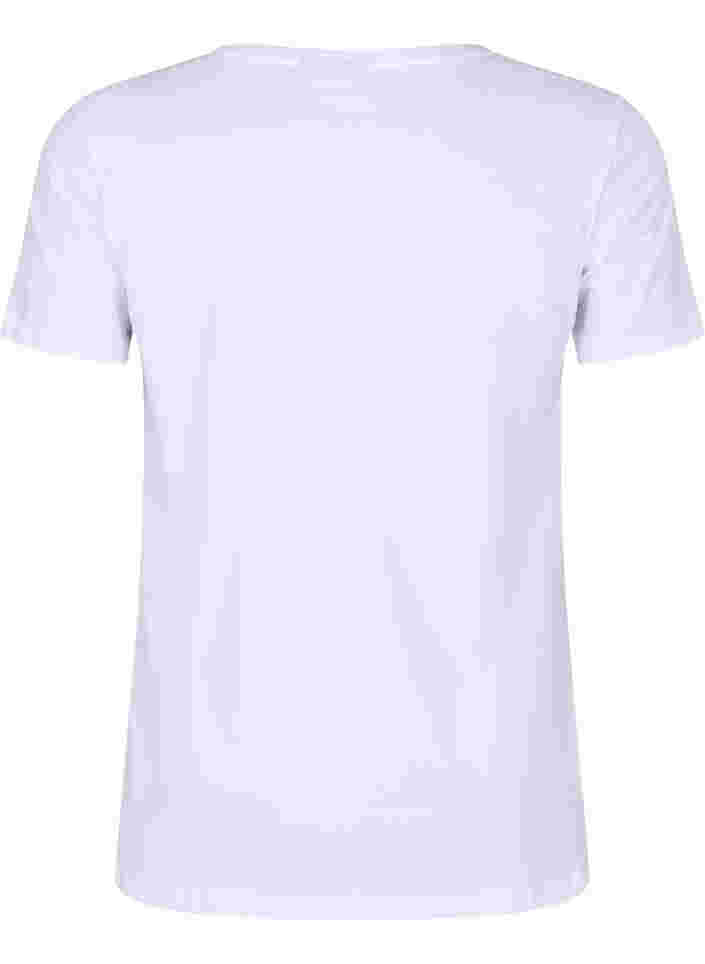 Cotton exercise t-shirt with print, White w. inhale logo, Packshot image number 1