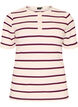 Rib T-shirt with stripes and button detail, Purple, Packshot image number 0