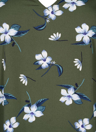 FLASH - Tunic with v neck and print, Olive Night Flower, Packshot image number 2
