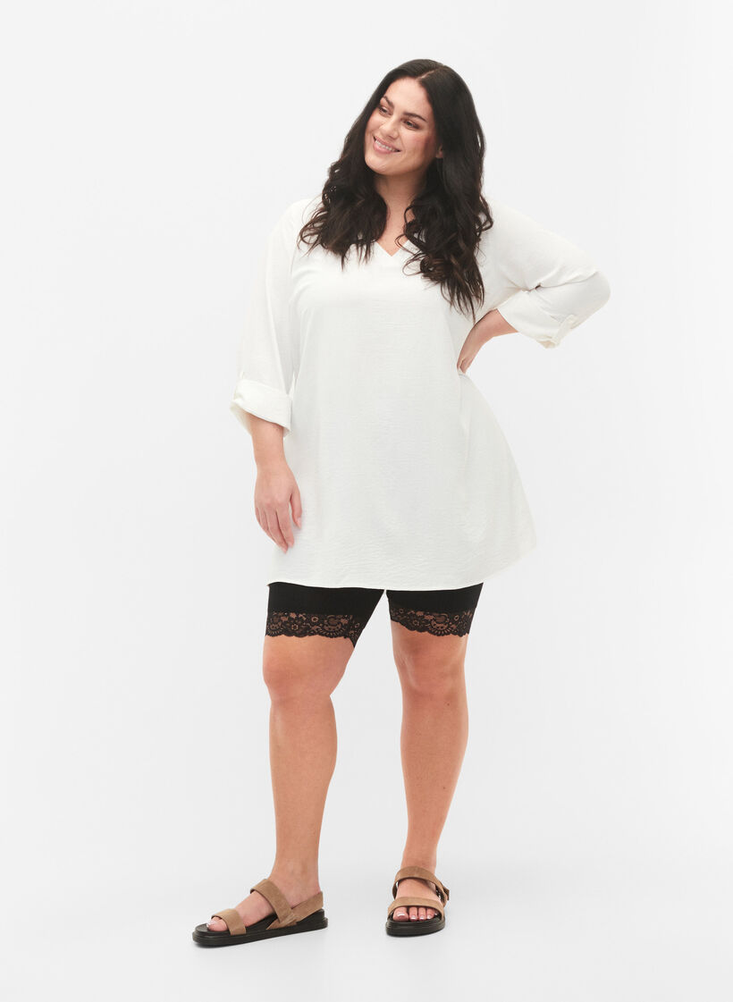 Cycling shorts with lace trim, Black, Model image number 1