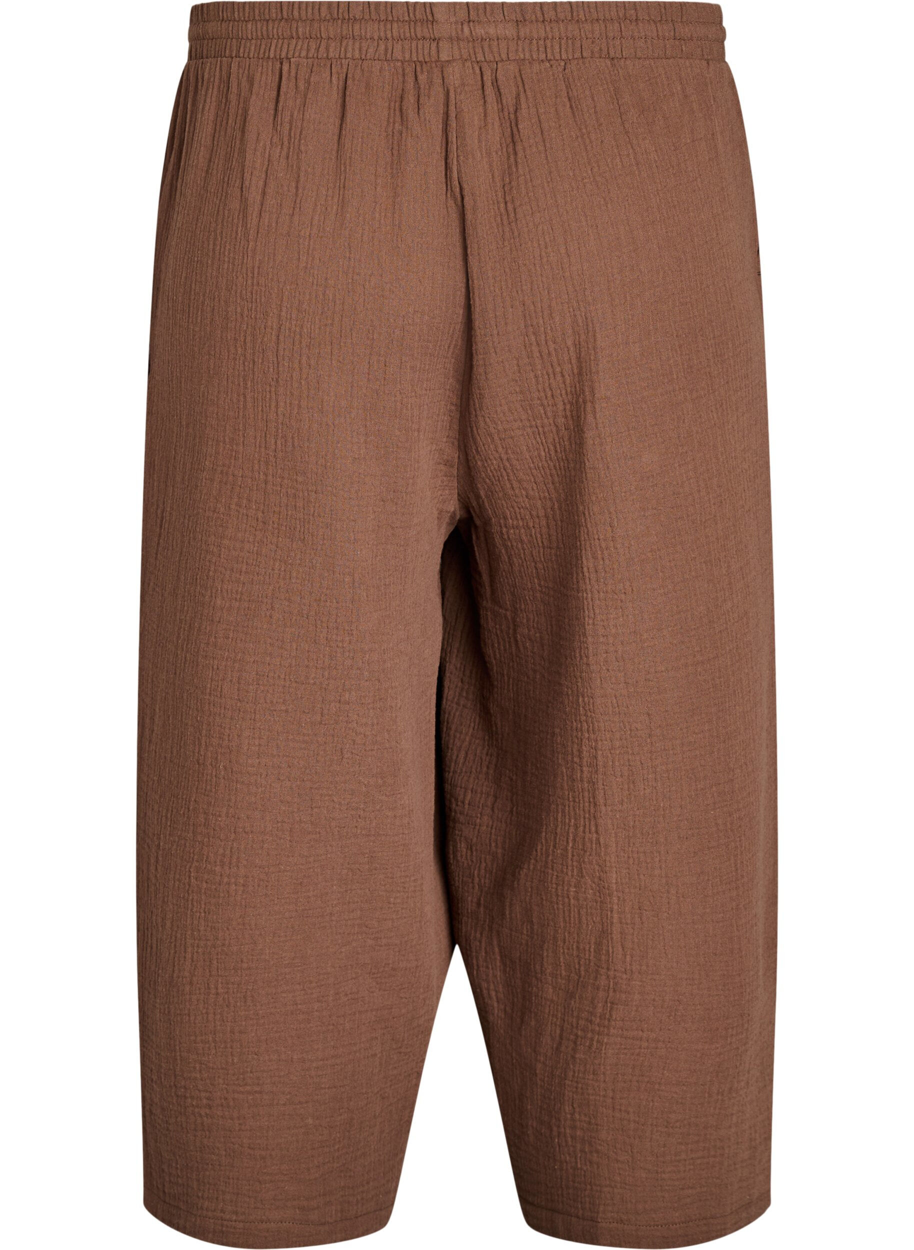 Zizzifashion Culotte trousers in cotton muslin with high waist, Brown, Packshot image number 1