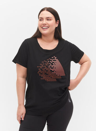 Sports t-shirt with print, Black w. Copper Foil, Model image number 0