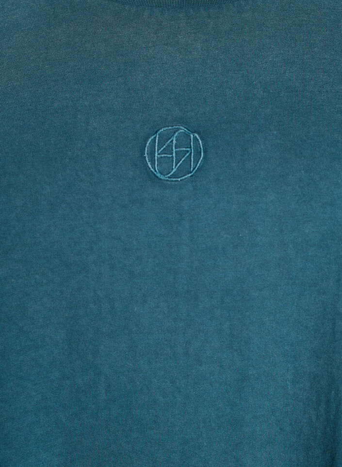 T-shirt in organic cotton with a washed look, Petrol, Packshot image number 2