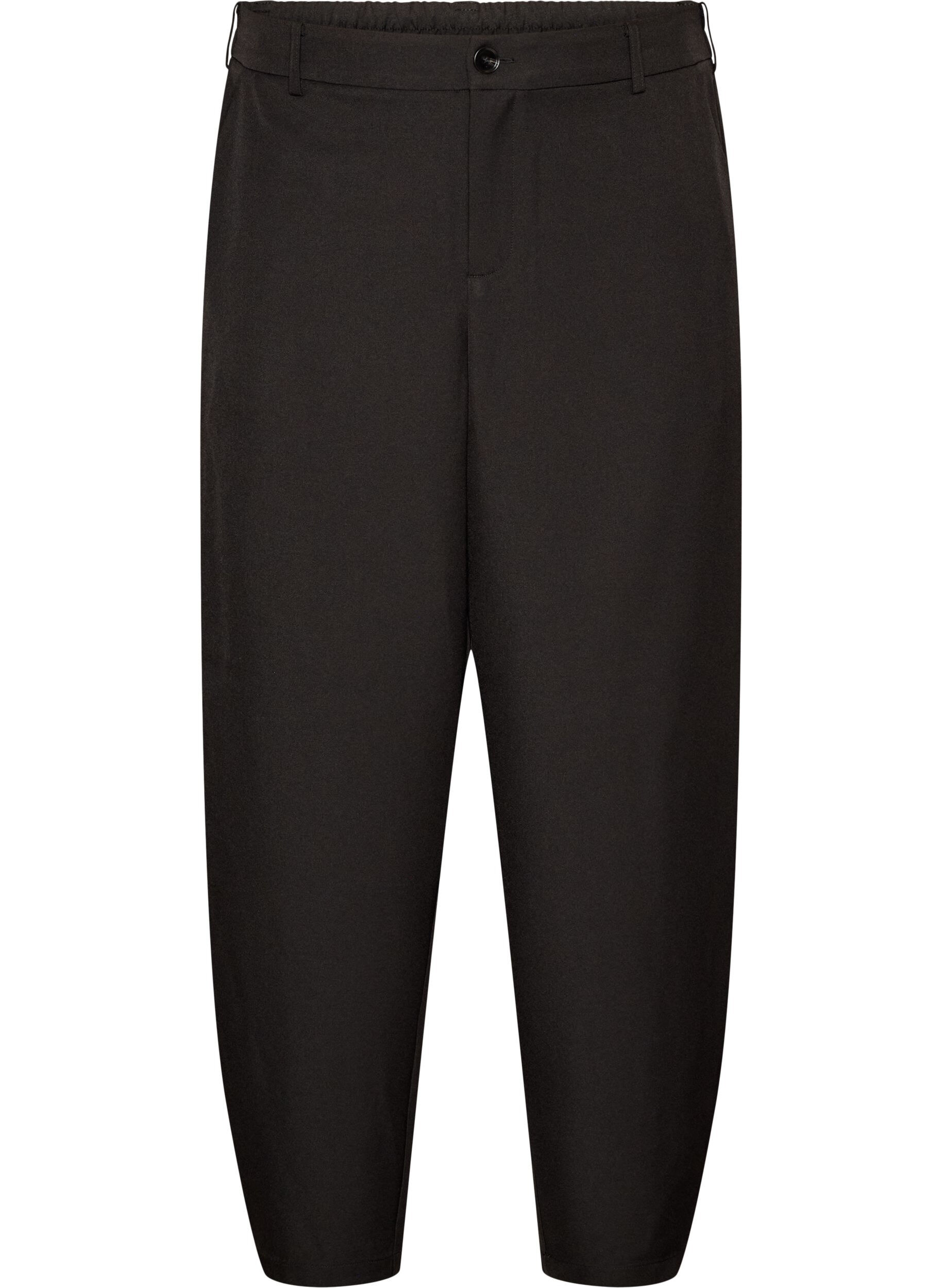 ZizzifashionHigh-waisted barrel fit trousers, Black, Packshot image number 0