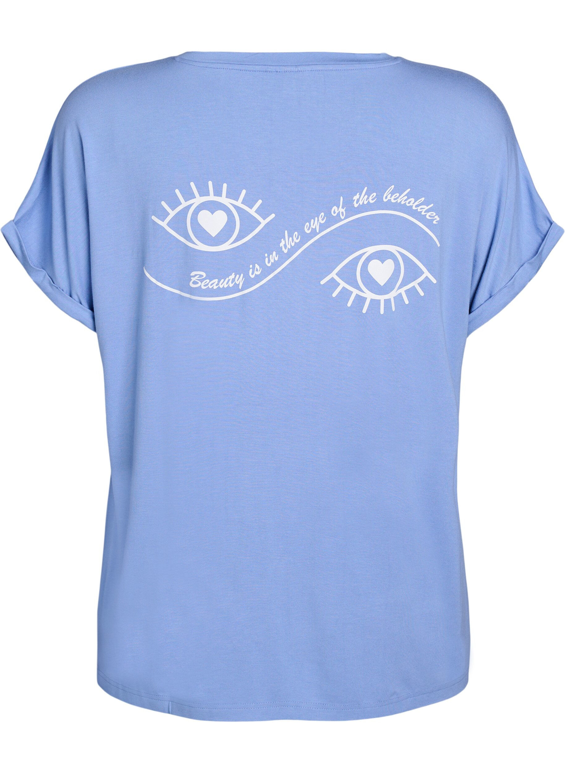 Zizzifashion Loose night tee in viscose, Blue, Packshot image number 1