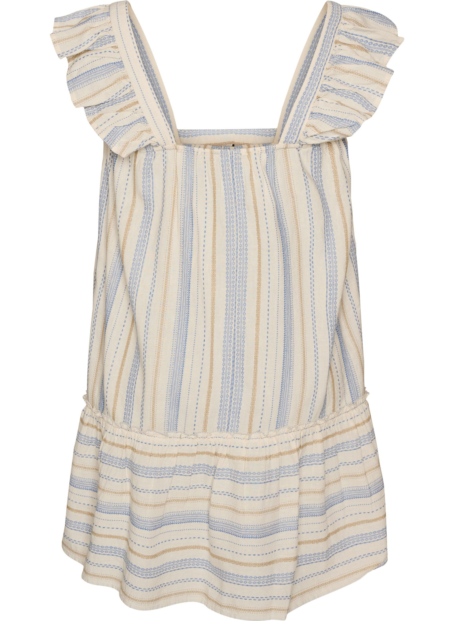 ZizzifashionSleeveless summer dress with a woven pattern, Vanilla, Packshot image number 1