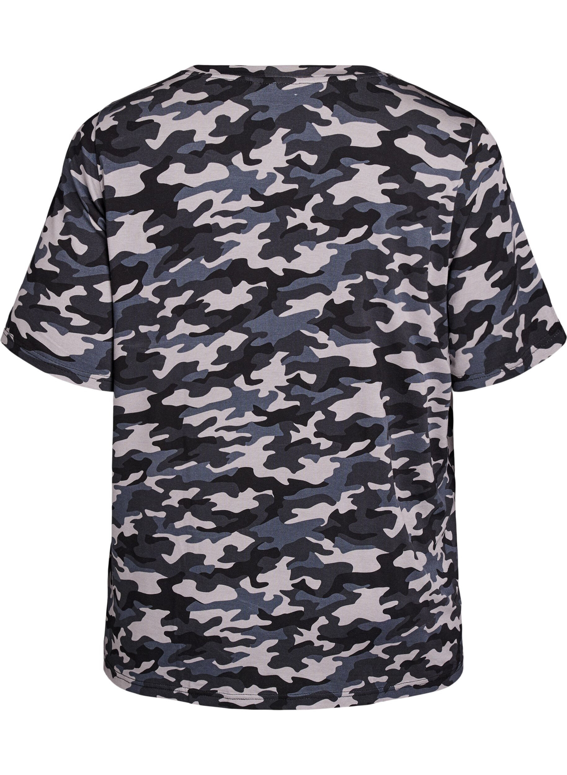 ZizzifashionT-shirt with TENCEL&trade; Lyocell and camouflage print, Grey, Packshot image number 1
