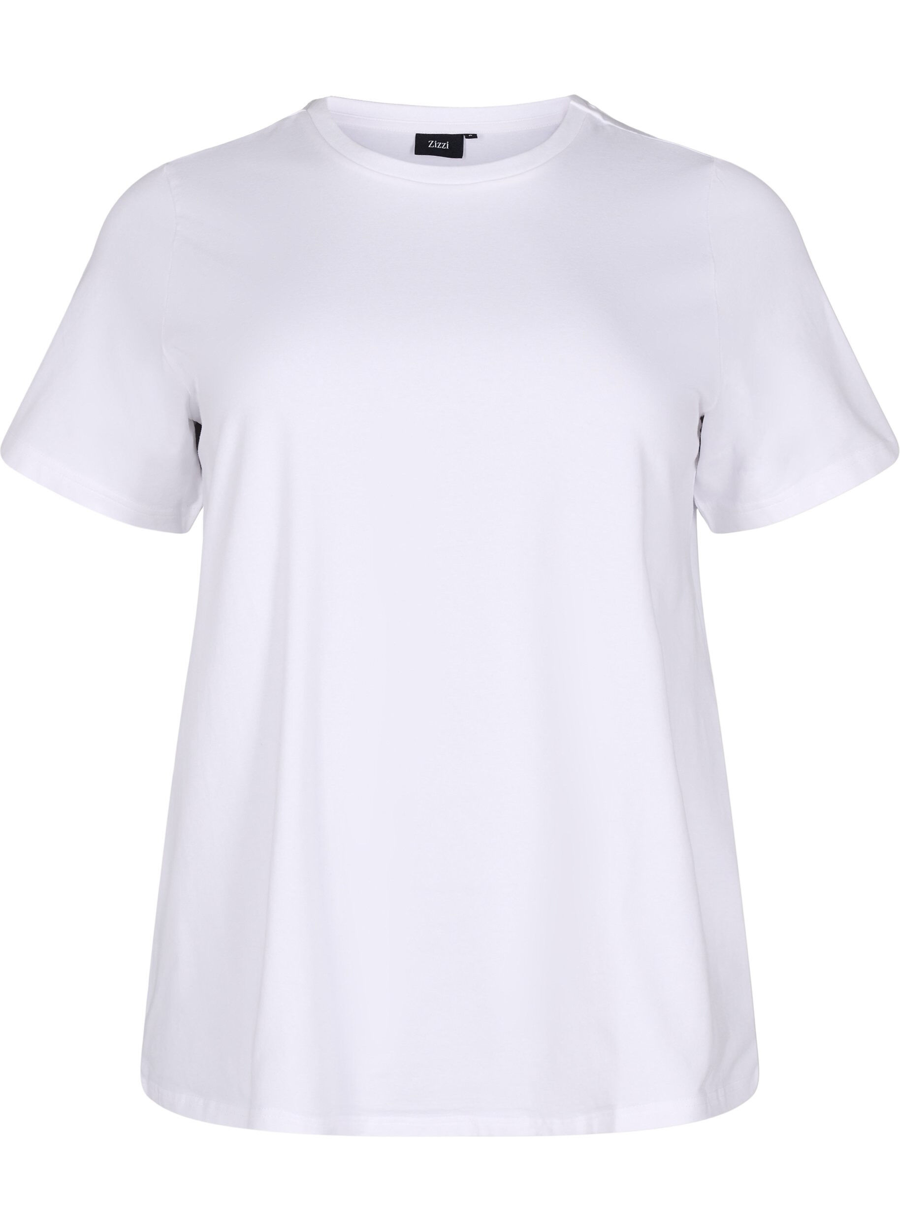 Zizzifashion T-shirt in organic cotton with a round neck, Bright White, Packshot image number 0