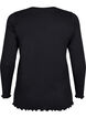 Ribbed blouse with long sleeves and V-neck, Black, Packshot image number 1
