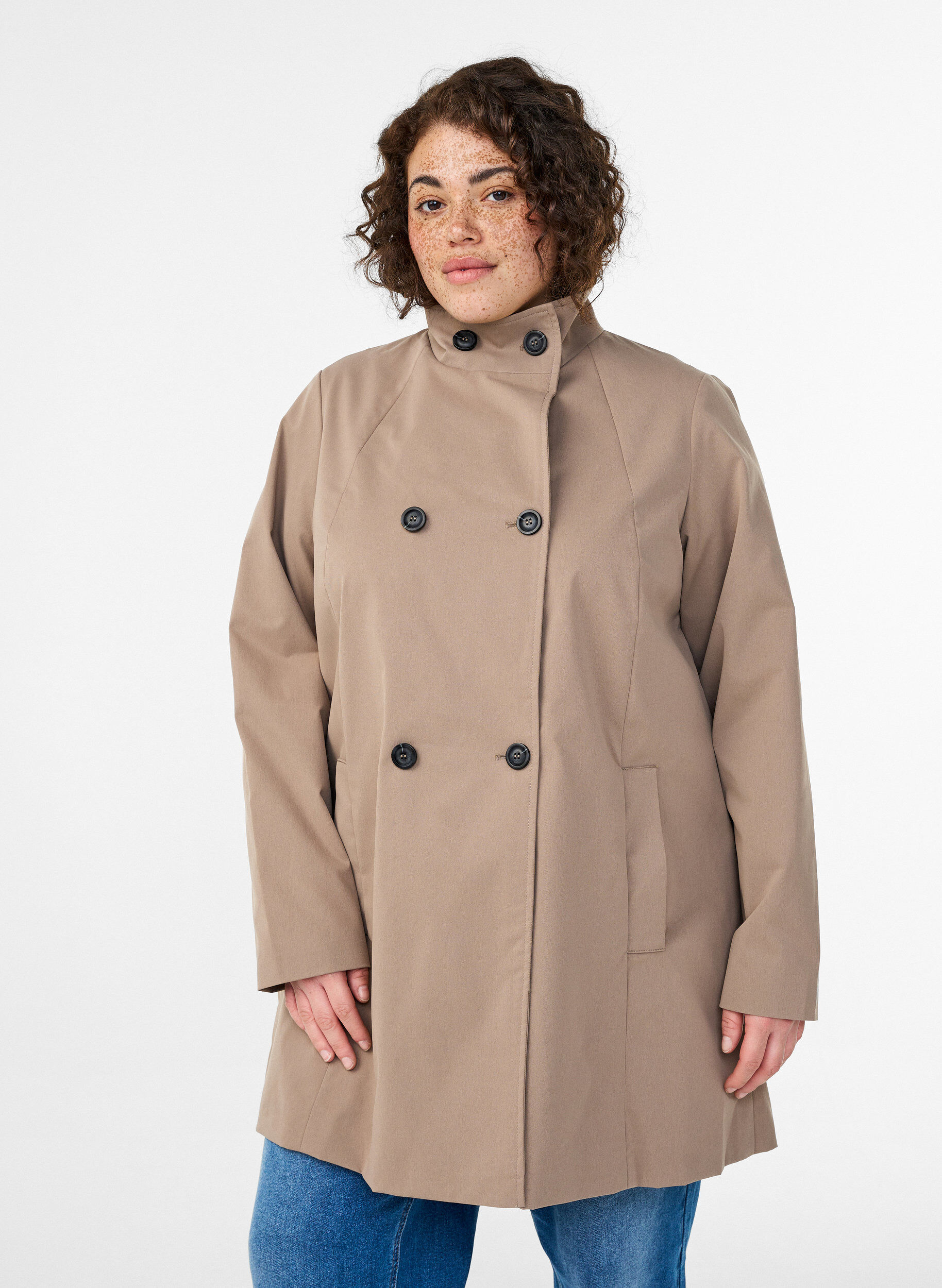 ZizzifashionWater-repellent A-line spring jacket, Grey, Model image number 0