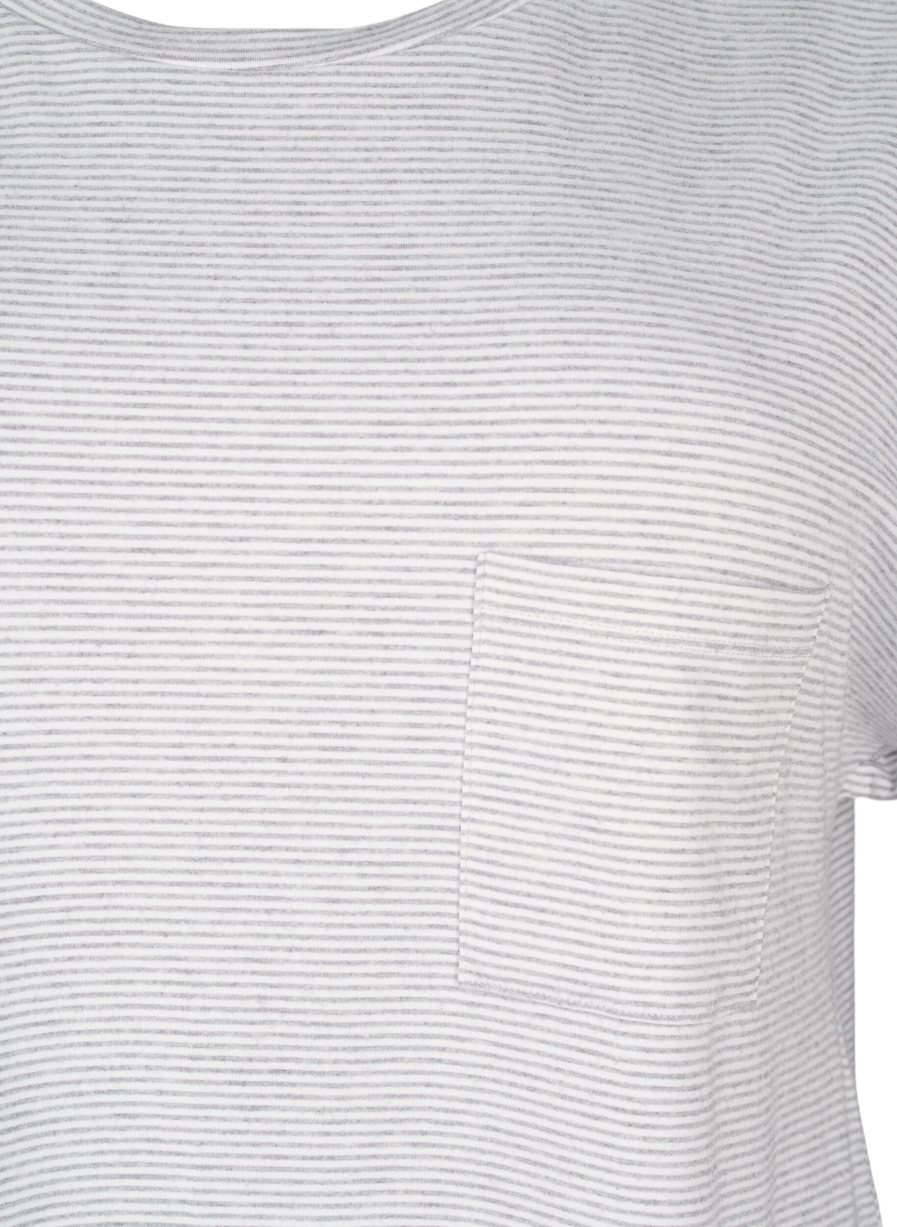 Zizzifashion Striped nightshirt with short sleeves, Grey, Packshot image number 2