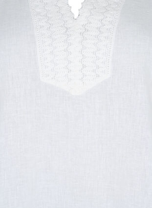 Blouse in cotton with crochet detail, White, Packshot image number 2
