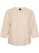Knitted blouse with small embroidered motifs, Beige, Packshot image number 0
