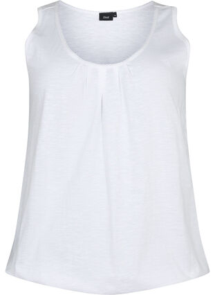 Cotton top with lace trim, Bright White, Packshot image number 0